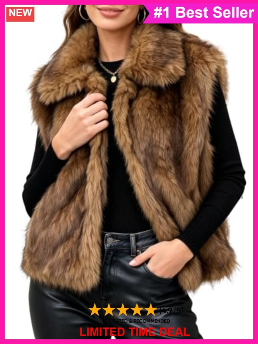 Faux Fur Vest Sleeveless Cropped Fluffy Warm Jacket